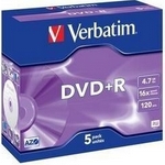 Verbatim DVD+R 4,7GB 16x, AZO, jewel, 5ks